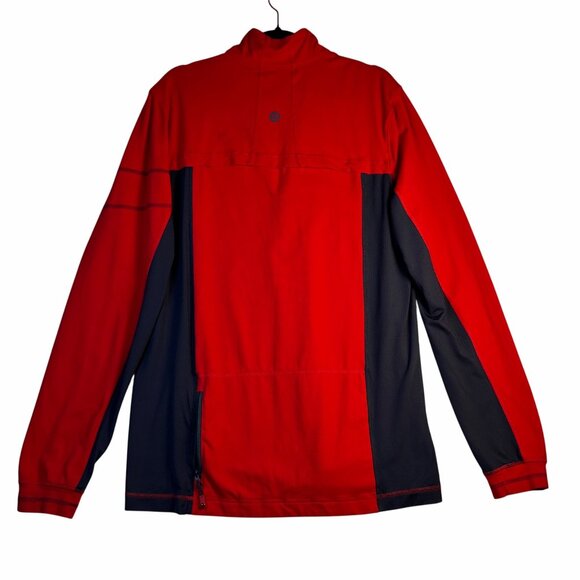 Lululemon Mens Quarter Zip Vent Pullover Red Black Sz L Athletic Performance Top - Picture 2 of 9